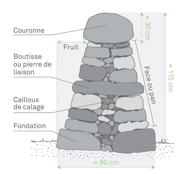 profil dun mur en pierres seches du jura